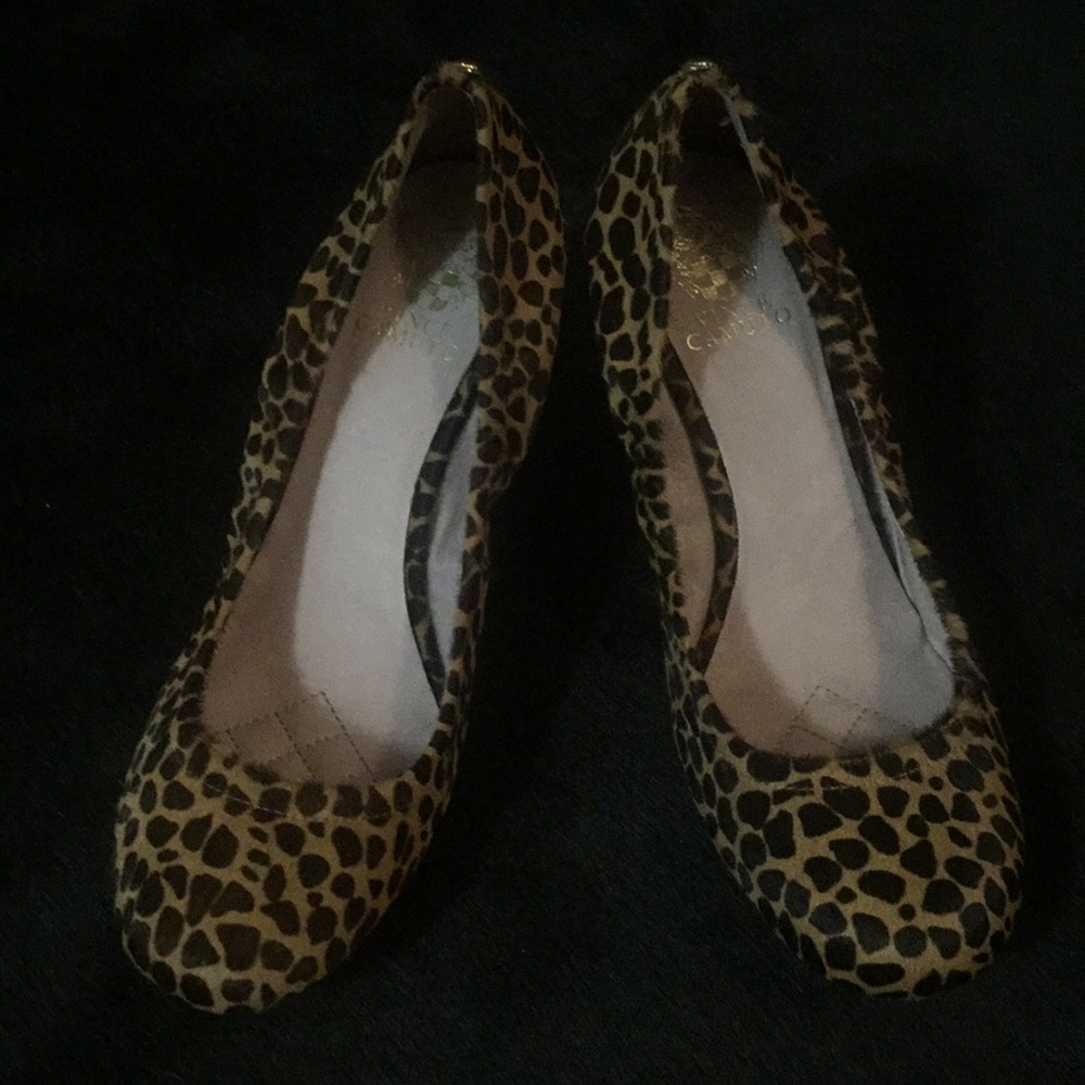 Vince Camuto leopard print wedge shoes